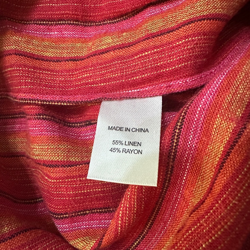 Drew Anthropologie Strapless Jumpsuit Womens M Red Striped Linen Blend Tulip Leg - Picture 8 of 11